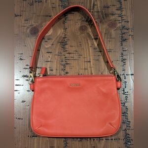 Fossil Orange Leather Wristlet Purse